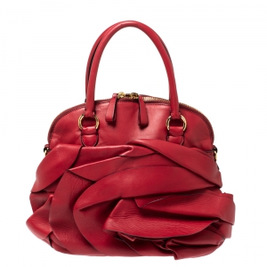 Pre Owned Valentino Red Leather Petale Dome Satchel