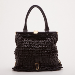 Pre Owned Valentino Black Leather Allure Frame Satchel Bag