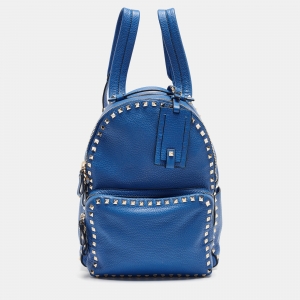 Valentino Blue Leather Rockstud Front Pocket Backpack
