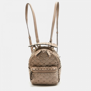 Valentino Old Rose Quilted Leather Rockstud Spike Backpack
