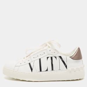 Pre Owned Valentino White Leather VLTN Open Sneakers Size 36.5