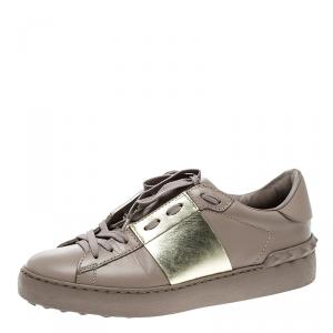 Pre Owned Valentino Lilac Leather Open Sneakers Size 37