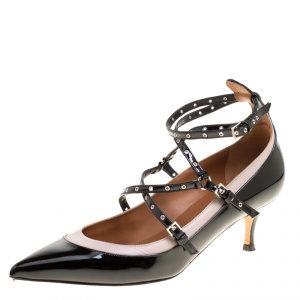 Pre Owned Valentino Two Tone Leather Love Latch Detail Eyelet Embellished Pumps Size 40