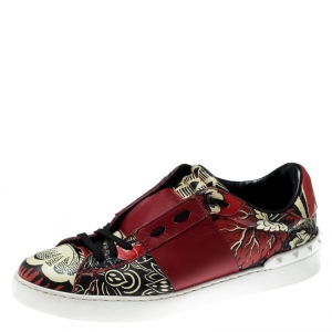 Pre Owned Valentino Multicolor Floral Printed Leather Lace Up Sneakers Size 41