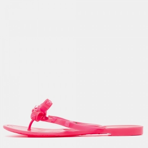 Valentino Pink Rubber Rockstud Slide Flats Size 38