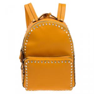 Valentino Yellow Leather Medium Rockstud Backpack