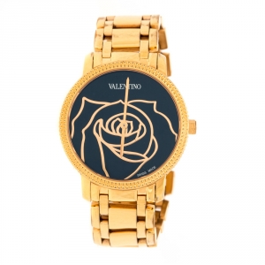 Valentino Black Rose Gold Plated Stainless Steel V56 Women's Wristwatch 36 mm