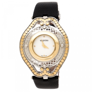 Valentino White Two Tone Stainless Steel Classic V58 Women's Wristwatch 42 mm