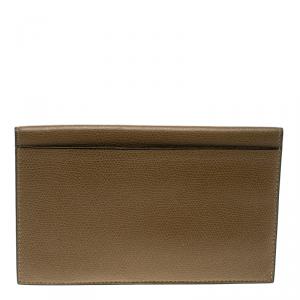 Valextra Brown Textured Leather Vertical Wallet