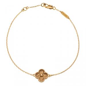 Van Cleef & Arpels Sweet Alhambra Textured 18k Rose Gold Bracelet
