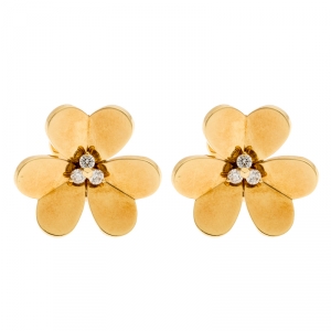 Pre Owned  أقراط فان كليف أند أربيل فريفوال ذهب أصفر عيار 18 وألماس