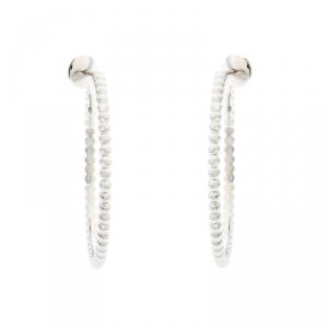 Pre Owned Van Cleef & Arpels Perlee Pearls 18K White Gold Hoop Earrings