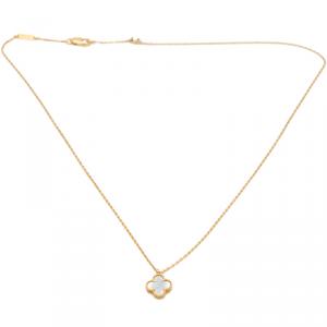 مملوكة مسبقًا Van Cleef & Arpels Sweet Alhambra Mother Of Pearl Yellow Gold Necklace
