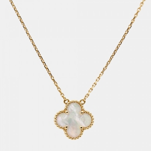 مملوكة مسبقًا Van Cleef & Arpels Vintage Alhambra Mother of Pearl 18k Yellow Gold Necklace