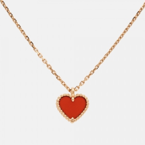 مملوكة مسبقًا Van Cleef & Arpels Sweet Alhambra Carnelian 18K Rose Gold Heart Pendant Necklace