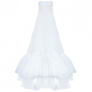 Vera Wang Briana Strapless Pleated Wedding Dress M