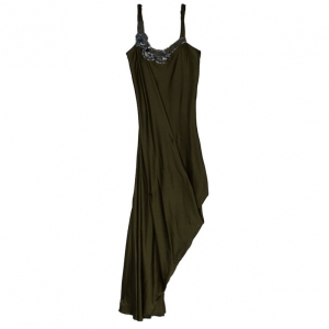 Vera Wang Silk Olive Green Dress L