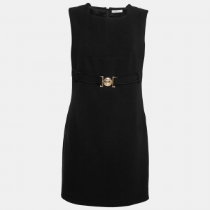 Versace Collection Black Crepe Belt Detail Sleeveless Dress L