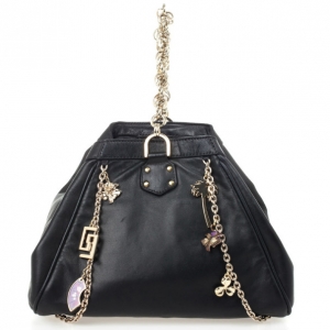 Versace For H&M Black Leather Hobo Bag