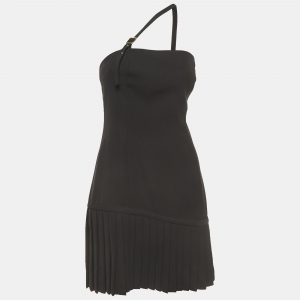 مملوكة مسبقًا Versace Jeans Couture  Black Crepe One Shoulder Mini Dress M