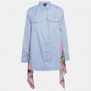 Versace Jeans Couture Blue Printed Cotton and Crepe Paisley Fantasy Shirt M