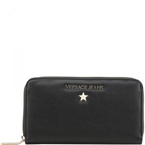 Versace Jeans Black Faux Leather Zip Around Wallet