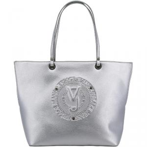 Versace Jeans Silver Faux Leather Shopper Tote