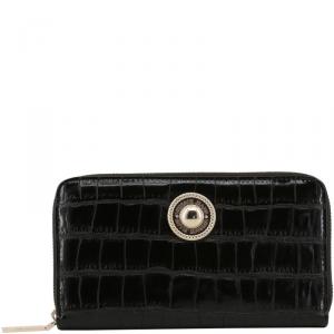 Versace Jeans Black Faux Embossed Leather Zip Around Wallet