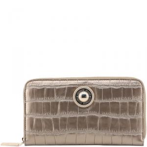 Versace Jeans Metallic Faux Embossed Leather Zip Around Wallet