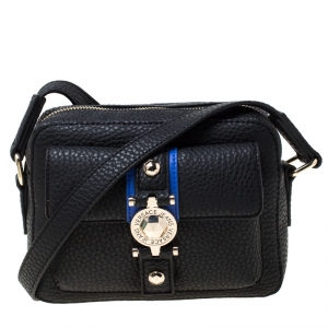 Versace Jeans Black Faux Pebbled Leather Crossbody Bag