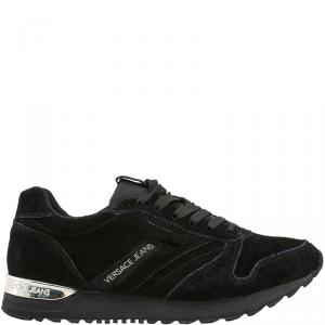 Versace Jeans Black Suede Lace Up Sneakers Size 39
