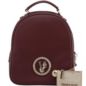 Versace Jeans Maroon Pebbled Leather Backpack