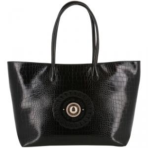 Versace Jeans Black Embossed Synthetic Leather Tote Bag