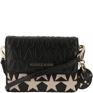 Versace Jeans Black Signature Faux Leather Star Clutch Bag