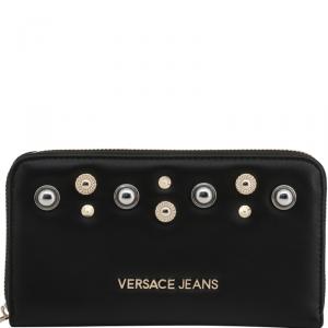 Versace Jeans Black Faux Leather Zip Around Wallet