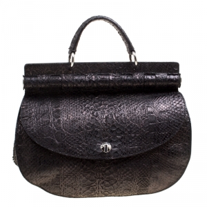Versace Metallic Black Python Hobo
