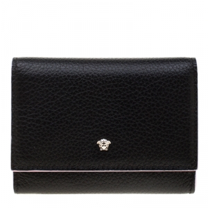 Versace Black Leather Card Case Wallet