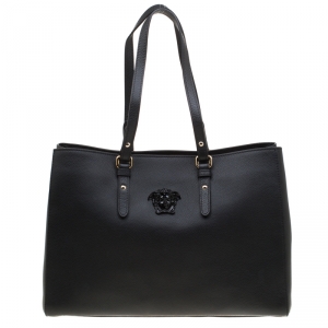 Versace Black Leather Palazzo Medusa Tote