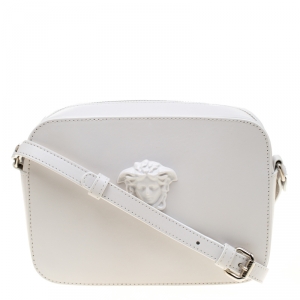 Pre Owned Versace White Leather Palazzo Medusa Camera Crossbody Bag