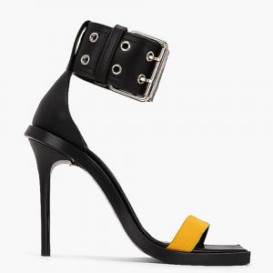 Versace Black Mesh/Leather Versus Sandals Size EU 38