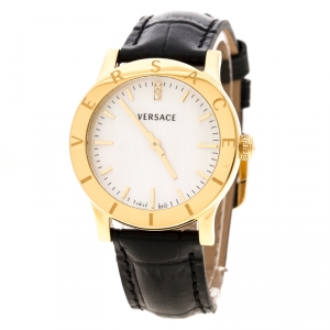 Versace White Mother of Pearl Gold Plated Steel VQA Women's Wristwatch 33 mm