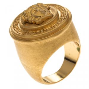 Versace Icon Medusa Gold Tone Ring Size 52