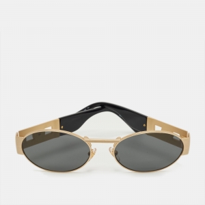 Pre Owned Versace Black/Gold Tone MOD2264 Medusa Oval  Sunglasses