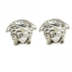 Versace Medusa Head Silver Tone Stud Earrings