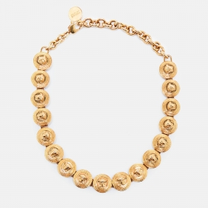 Versace Medusa Motif Gold Tone Choker Necklace