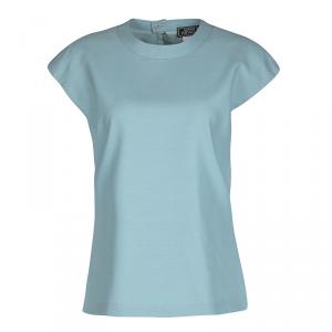 Gianni Versace Powder Blue Wool Cap Sleeve Top M