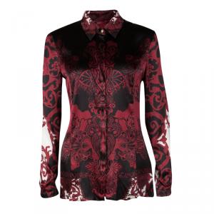 Pre Owned Versace Multicolor Printed Silk Long Sleeve Blouse M