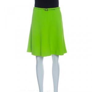 Gianni Versace Green Belted Mini Skirt M