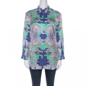 Pre Owned Versace Collection Multicolor Baroque Printed Silk Shirt M 