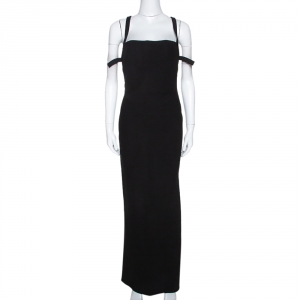 Gianni Versace Couture Black Wool Halter Neck Fitted Dress M